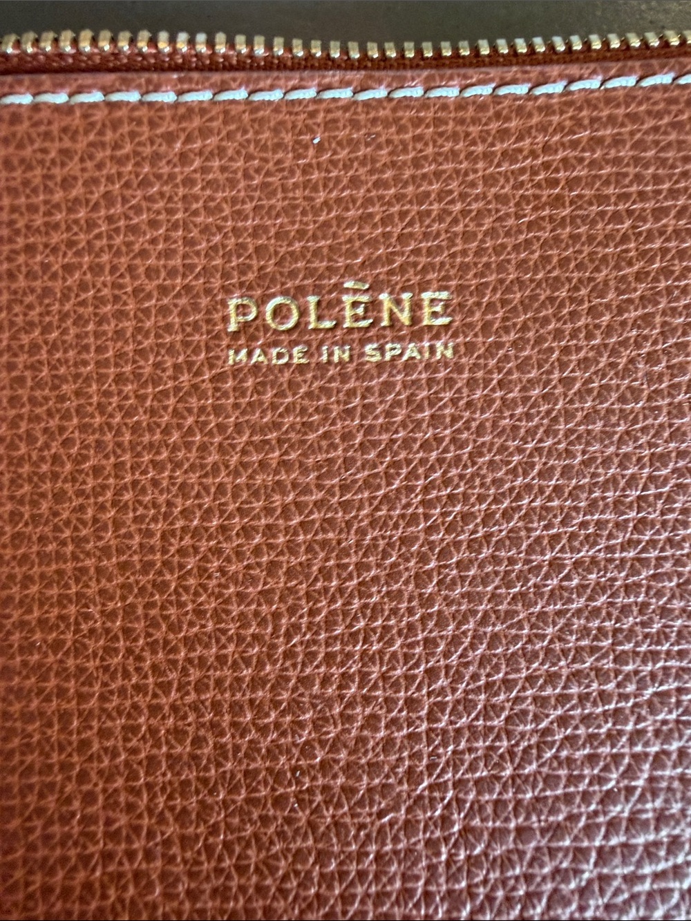 Polène Tan Pebbled Leather Wristlet Clutch - Picture 2 of 5